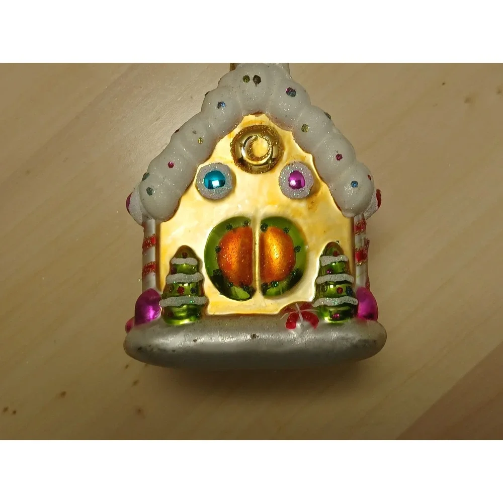 Ameri Christmas Glass Gingerbread House Christmas Ornament